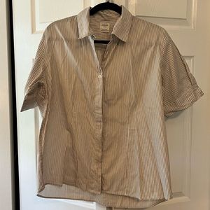 Evolverie Oatmeal White Striped Blouse